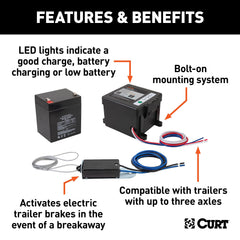 CURT LED status indicator detail showing clear visual battery readiness confirmation
