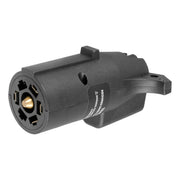CURT adapter front view showing plug and flat receptacle, ensures simple connection