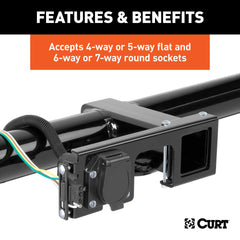 CURT 58000 mounted with a 4-way flat connector demonstrating tidy, protected wiring