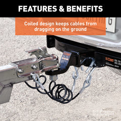 CURT coiled cable profile showing compact design that prevents road dragging