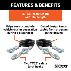 CURT detail of vinyl-coated cable illustrating corrosion protection and quieter use