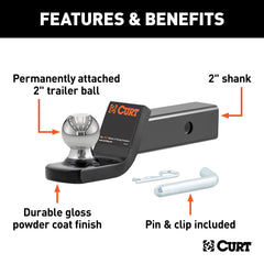 CURT Fusion polished 2" ball top view showing smooth chrome surface for reliable coupling