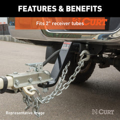 CURT hollow 2x2 shank detail demonstrating lighter weight and anti-rattle option