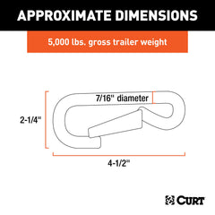CURT snap hook close up of spring-loaded safety latch for reliable security