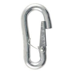 CURT snap hook front view showing zinc finish and secure design benefit