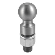 CURT 2-5/16 inch trailer ball front view showing durable raw steel finish and capacity