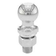 CURT trailer ball front view showing polished chrome and clear marking benefits fit clarity