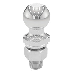 CURT trailer ball front view showing polished chrome and clear marking benefits fit clarity