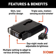 CURT mounting bracket image highlighting low-profile dash clearance benefit
