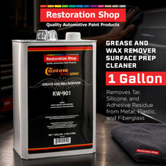 Custom Shop KW901 label detail highlighting directions and features for accurate application and safety