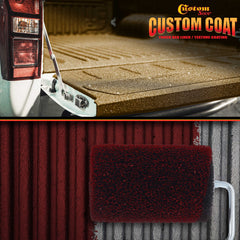 Custom Shop roller applying bedliner in truck bed for even textured protection