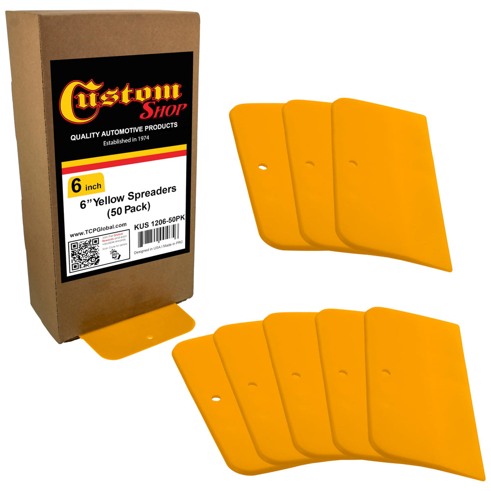 Custom Shop front pack of 50 spreaders showing value and readiness