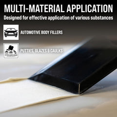 Custom Shop spreader applying automotive body filler for controlled, even coverage