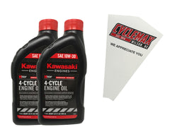 Cyclemax front view showing two K-Tech oil bottles and funnel, clear labeling and convenience