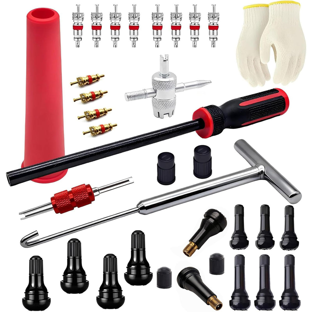 CZRWJXW front packaging showing full valve stem tool kit and contents for quick repairs