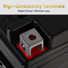 Daakmax close-up on AGM label highlighting maintenance-free sealed construction