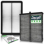 Dacall front packaging showing both cabin and engine filters and easy installation benefit