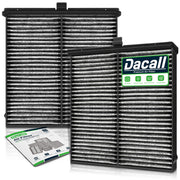 Dacall front packaging showing included two cabin filters and fitment benefit