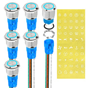 DAIERTEK front view metal blue LED switch showing finished panel look and durability