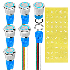 DAIERTEK front view metal blue LED switch showing finished panel look and durability