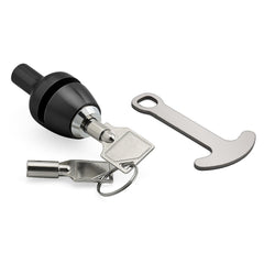 Daklvng front view helmet lock showing compact black design and secure fit