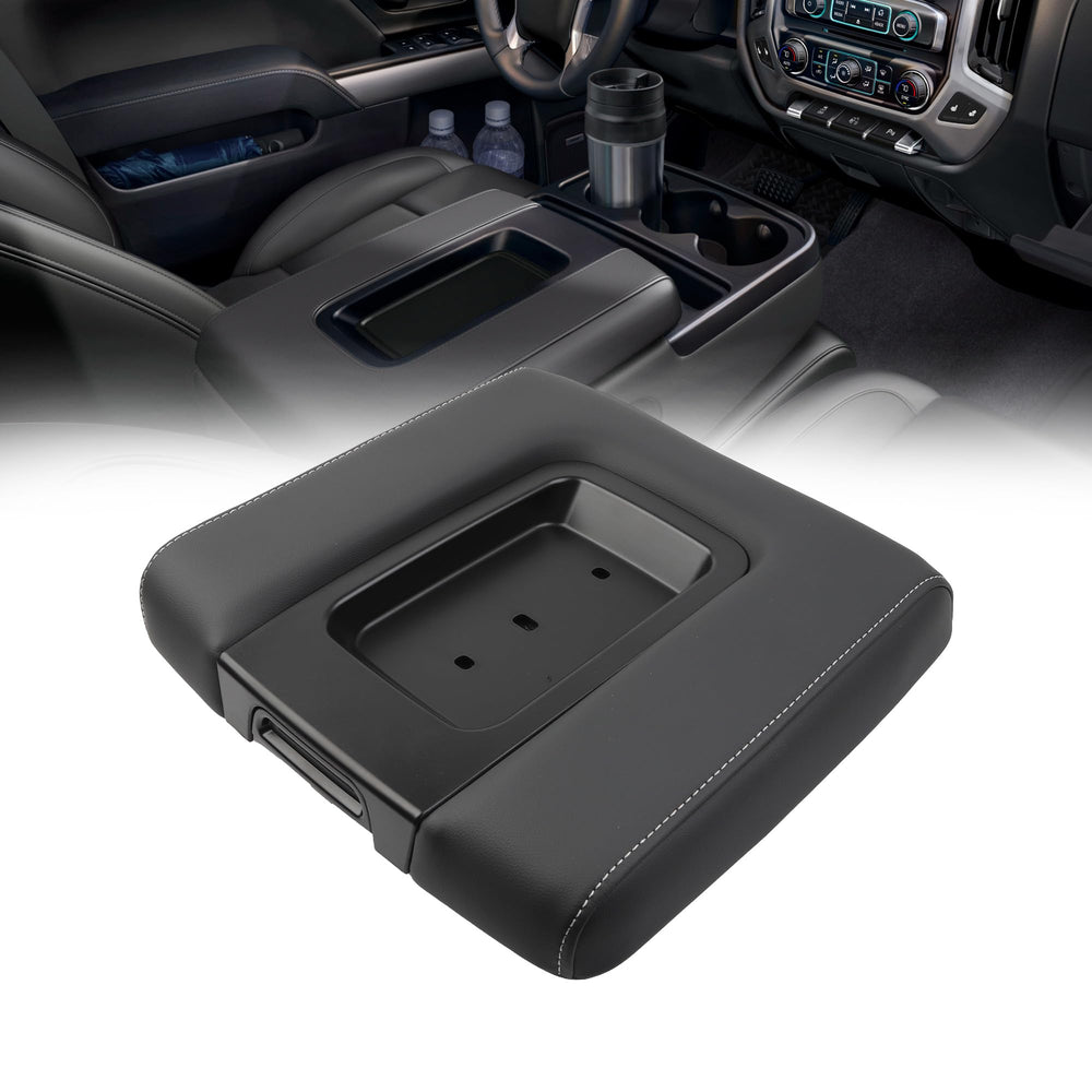 Dasbecan front view armrest lid showing clean OEM fit and restored interior