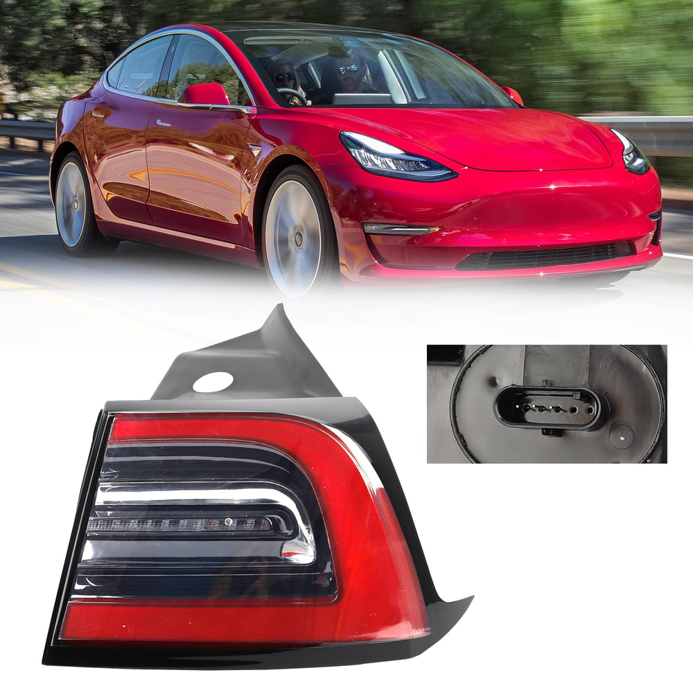 Dasbecan right tail light front view showing fit and finish for Model 3