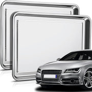 Datanly front view of two stainless steel drip pans showing durable finish and size benefit