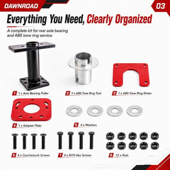 DAWNROAD tool installed on Toyota rear axle preventing ABS tone ring damage