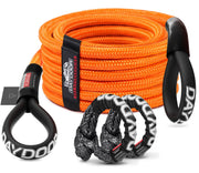 DAYDOOR front packaging of 30ft orange tow rope showing kit benefits