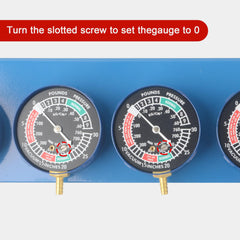 DAYUAN close-up of gauge faces showing calibration screws for precise zeroing