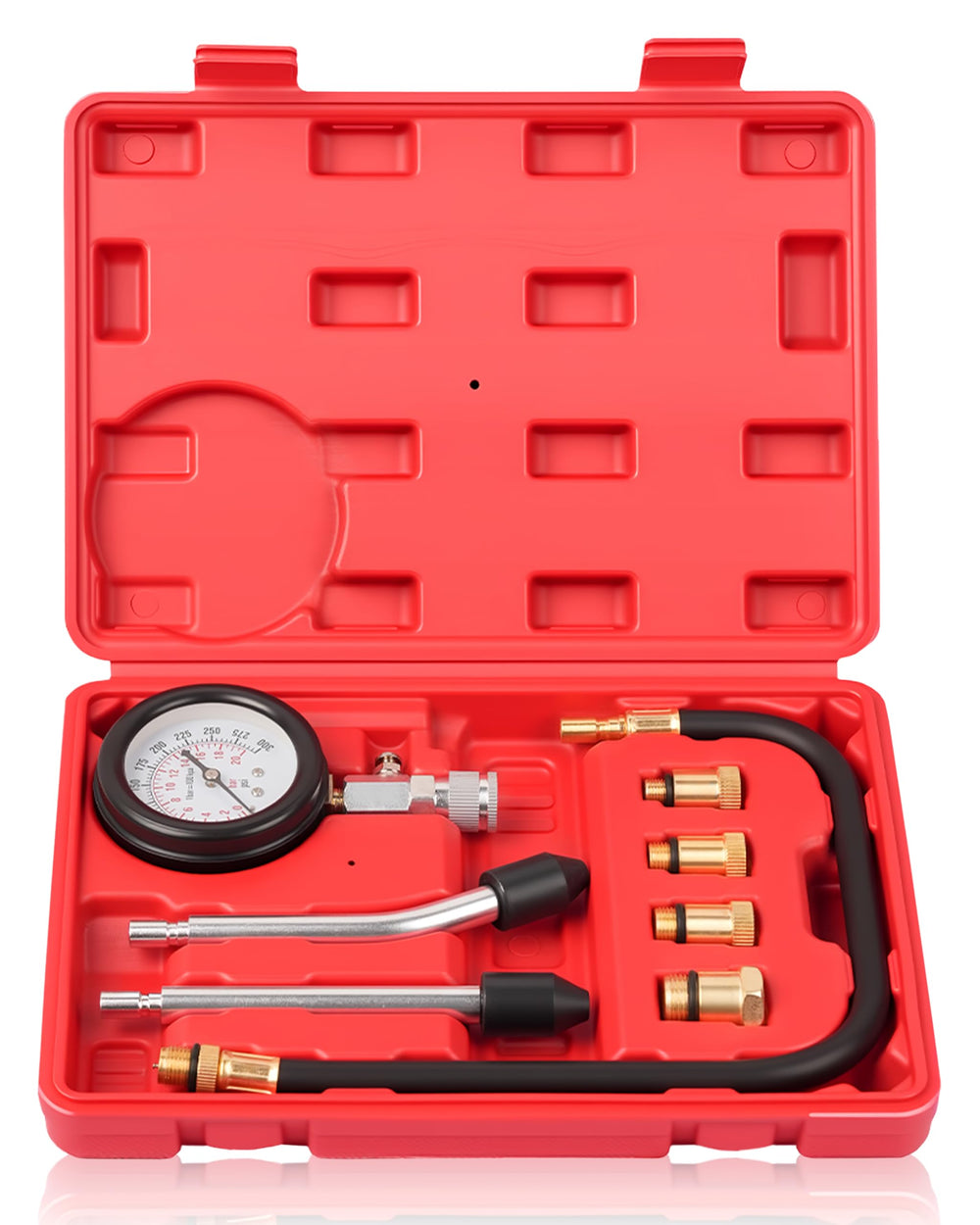 DAYUAN red case open showing organized kit for portable diagnostics