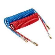 Dazakoot front view of coiled air brake hose showing compact coil and benefits