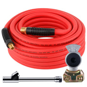 Dazakoot front view of full 50ft hybrid air hose showing durability benefit