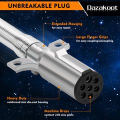 Dazakoot zinc die plug close-up showing durable SAE J560 connection benefit