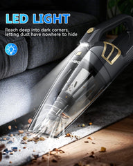 DBHAL in use inside a car clearing crumbs and pet hair for detailed interior cleaning
