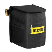 DC Cargo Mall front view of hanging garbage can showing durable canvas and lid benefit