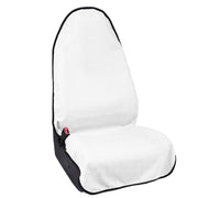 DECKALY front view of white seat cover showing full protection and comfort