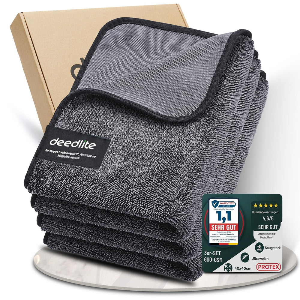 Deedlite front packaging showing towel folded and benefits