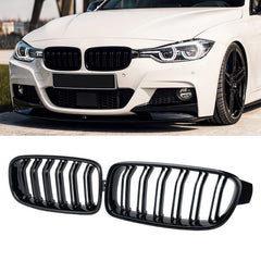 DEKEWEI front view gloss-black F30 grille showing aggressive styling and improved appearance