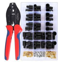 Delgada crimper front view showing durable ratchet mechanism and handles for reliable crimps