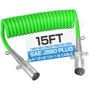 Deluwire front view of 7-way coiled cord showing compact storage and easy handling