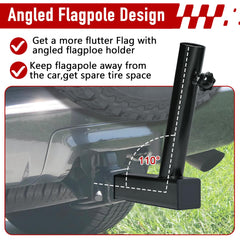 DenForste mounted on jeep showing spare tire clearance and safer flag movement