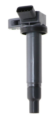 Denso ignition coil 673-1303 front view showing connector and mounting for easy replacement