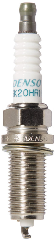 Denso SK20HR11 front packaging showing four genuine plugs and clear identification benefit