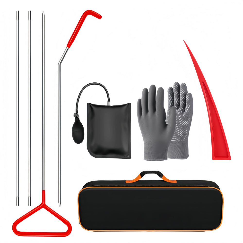 DENWAY toolset front view showing all nine pieces and compact bag for quick repairs