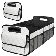 Deosk front view medium beige trunk organizer showing organized storage benefit