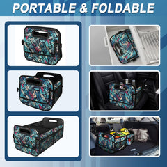 Deosk placed in SUV trunk demonstrating neat, stable storage