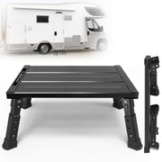 DEPSUNNY front view of black RV step showing wide platform for safer entry