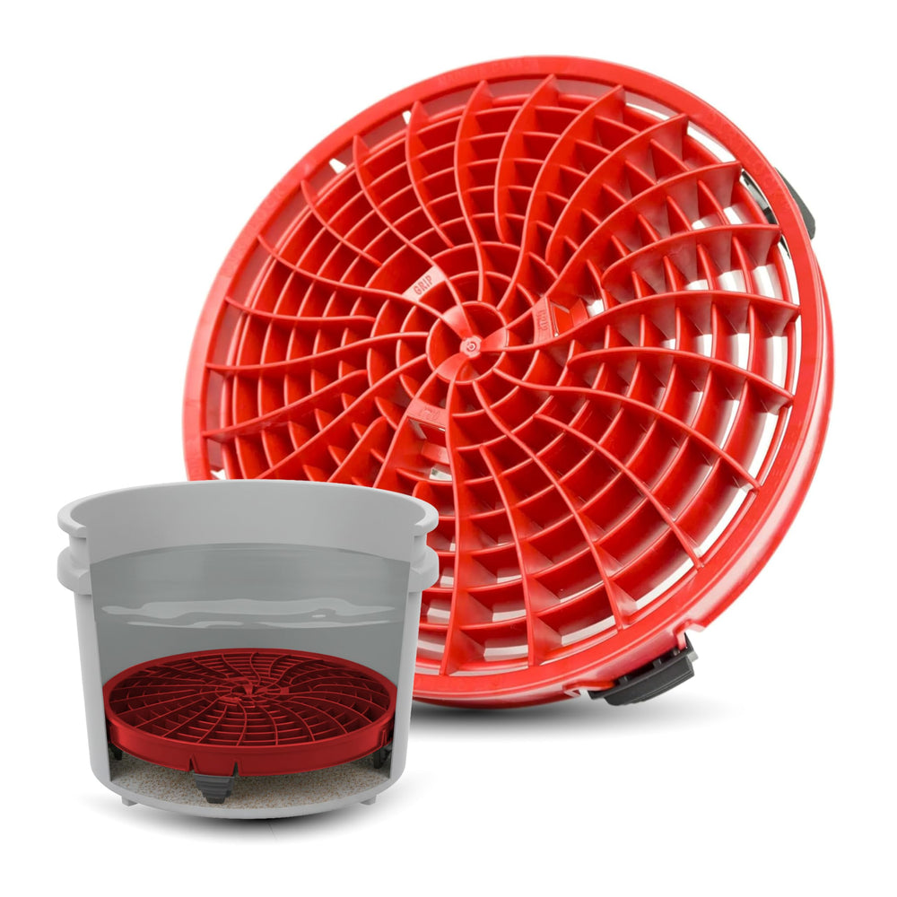 DETAIL GUARDZ front view showing red insert and protective grid benefits
